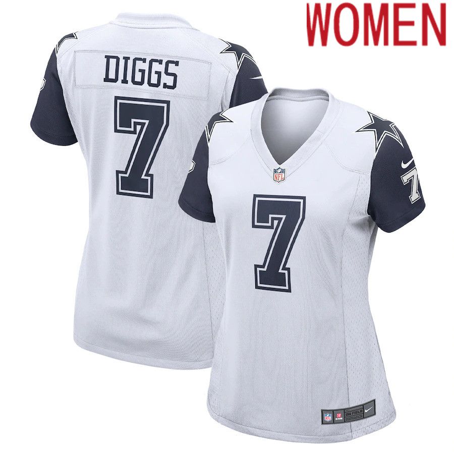 Women Dallas Cowboys #7 Trevon Diggs Nike White Team Game NFL Jersey->youth nfl jersey->Youth Jersey